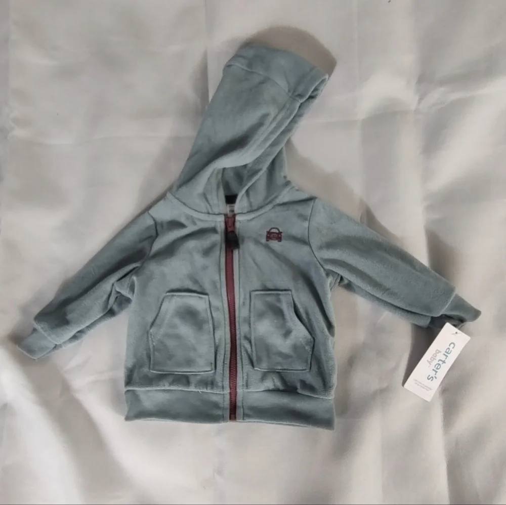 Carter's Sage Blue Kids Hoodie Zip Up Jacket 6M NWT